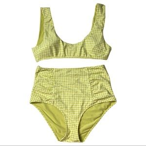 Aerie Lime Green Gingham Swim Top & Bottom